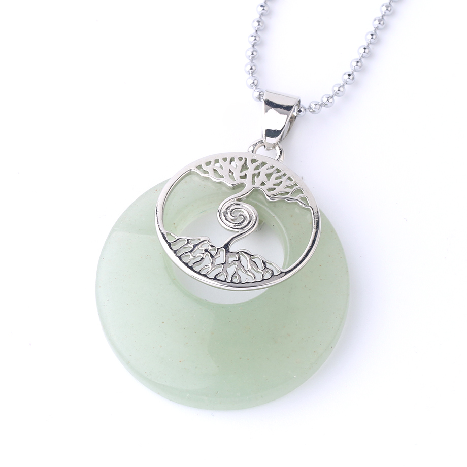 Chaîne et son Pendentif Reiki en Aventurine verte "Développement & Épanouissement" - Arbre de vie