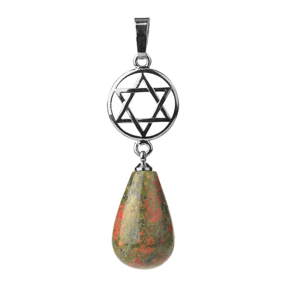 Pendentif en Unakite "Confiance & Sagesse" - Goutte étoilé