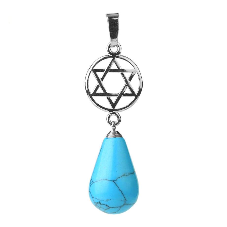 Pendentif en Turquoise "Stabilité & Empathie" - Goutte étoilé