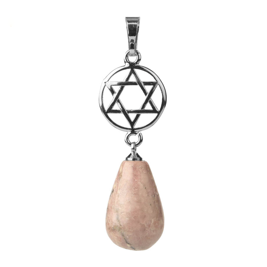 Pendentif en Rhodonite "Amour & Bienveillance" - Goutte étoilé