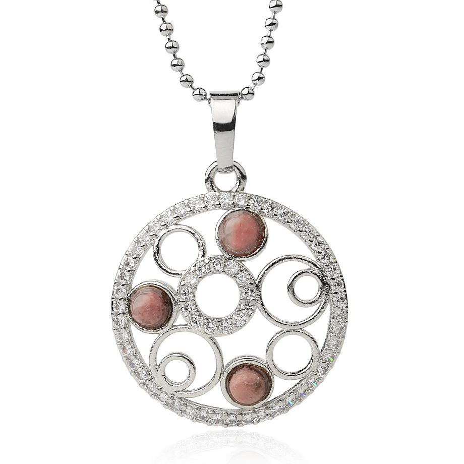 Chaîne et son Pendentif en Rhodonite "Amour & Bienveillance"