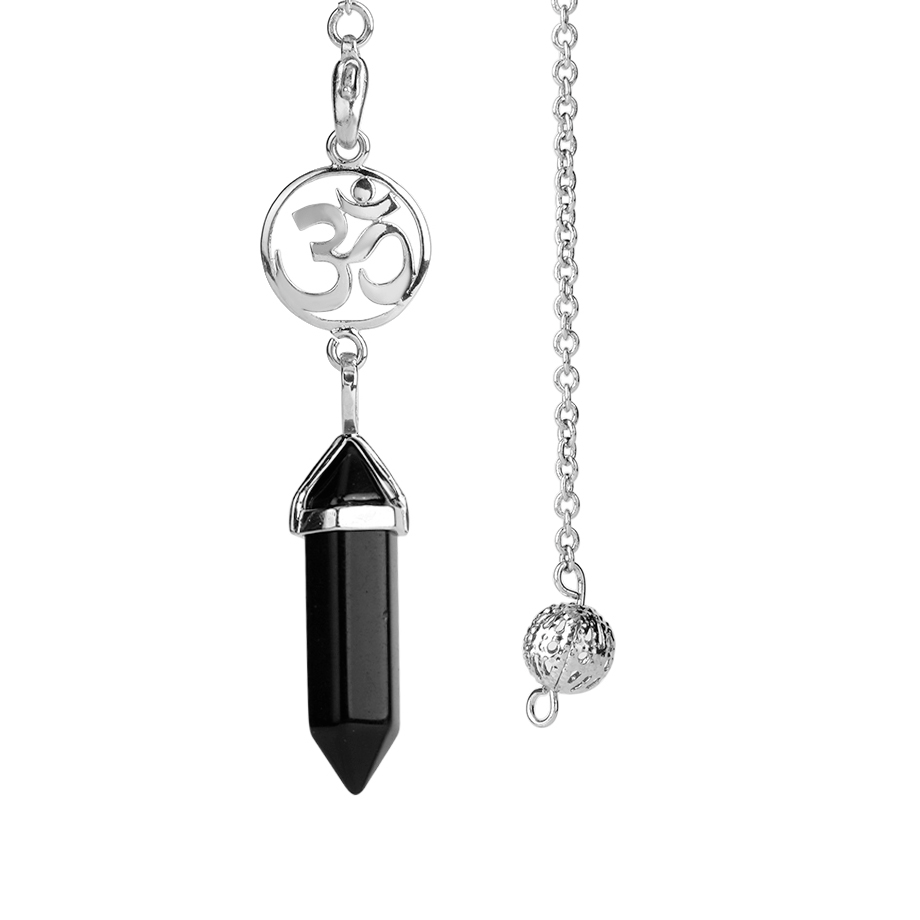 Pendule en Agate noire "Persévérance & Protection" - Om