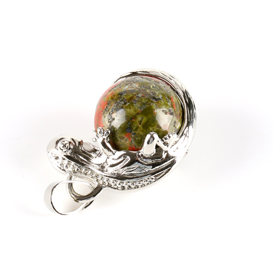 Pendentif en Unakite "Confiance & Sagesse" - Gecko