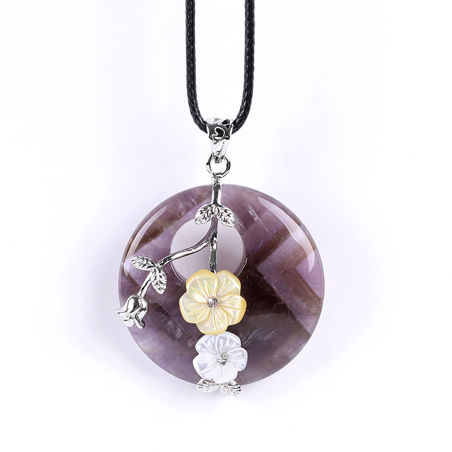 Cordon et son Pendentif Reiki en Améthyste "Force & Sagesse" - Fleur