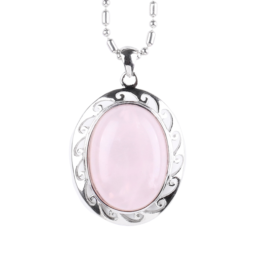 Chaîne et son Pendentif Guérison en Quartz rose "Amour & Confiance en soi" - Cabochon