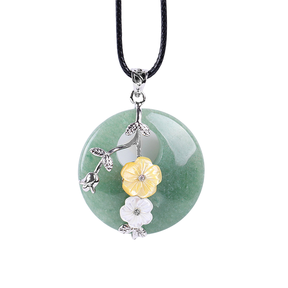 Cordon et son Pendentif Reiki en Aventurine verte "Développement & Épanouissement" - Fleur