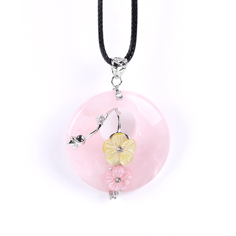 Cordon et son Pendentif Reiki en Quartz rose "Amour & Confiance en soi" - Fleur