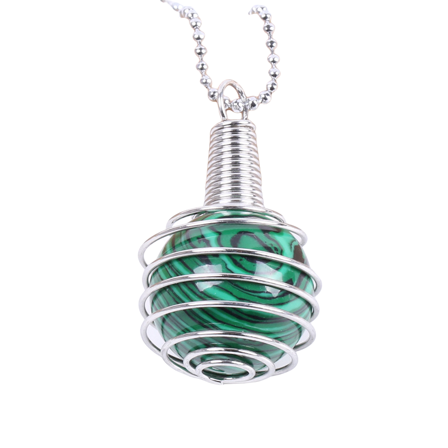 Chaîne et son Pendentif Reiki en Malachite "Protection & Clairvoyance"