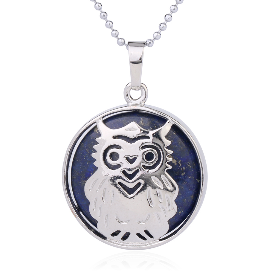 Chaîne et son Pendentif Reiki en Lapis-Lazuli "Santé & Harmonie" - Chouette