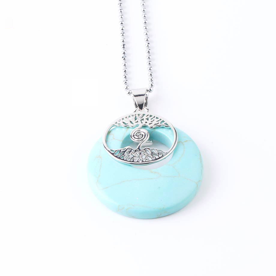 Chaîne et son Pendentif en Turquoise "Stabilité & Empathie" - Arbre de vie