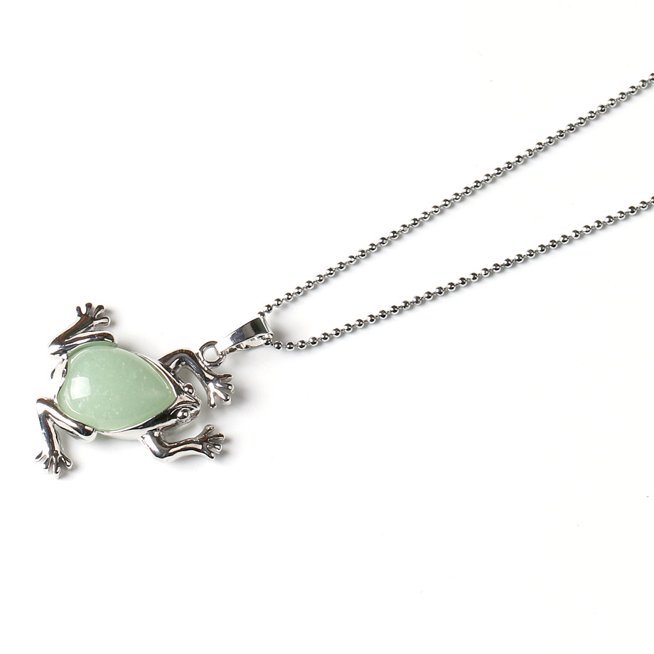 Chaîne et son Pendentif Porte Bonheur en Aventurine verte "Développement & Épanouissement" - Grenouille