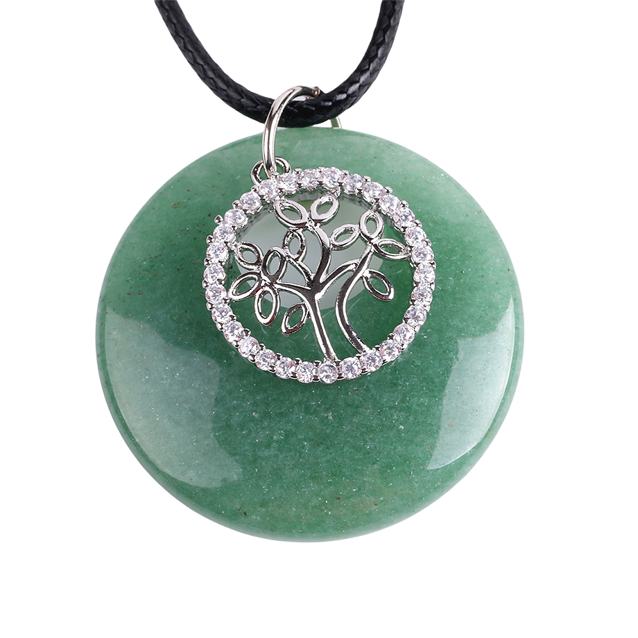 Cordon et son Pendentif Reiki en Aventurine verte "Développement & Épanouissement" - Arbre de vie