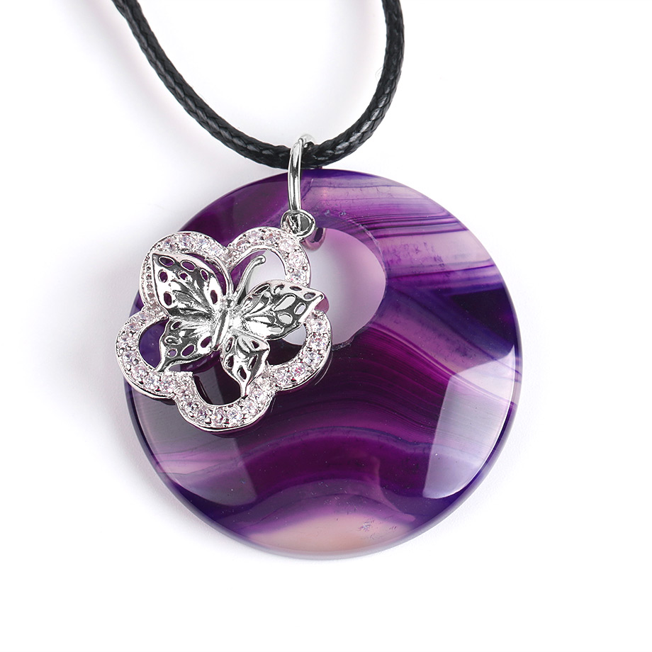 Cordon et son Pendentif Guérison en Agate "Ancrage & Equilibre" - Papillon