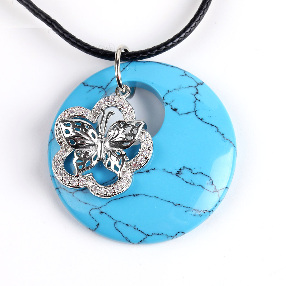 Cordon et son Pendentif Guérison en Turquoise "Stabilité & Empathie" - Papillon