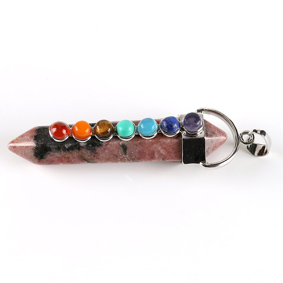 Pendentif Sept Chakras en Rhodonite "Amour & Bienveillance" - Prisme