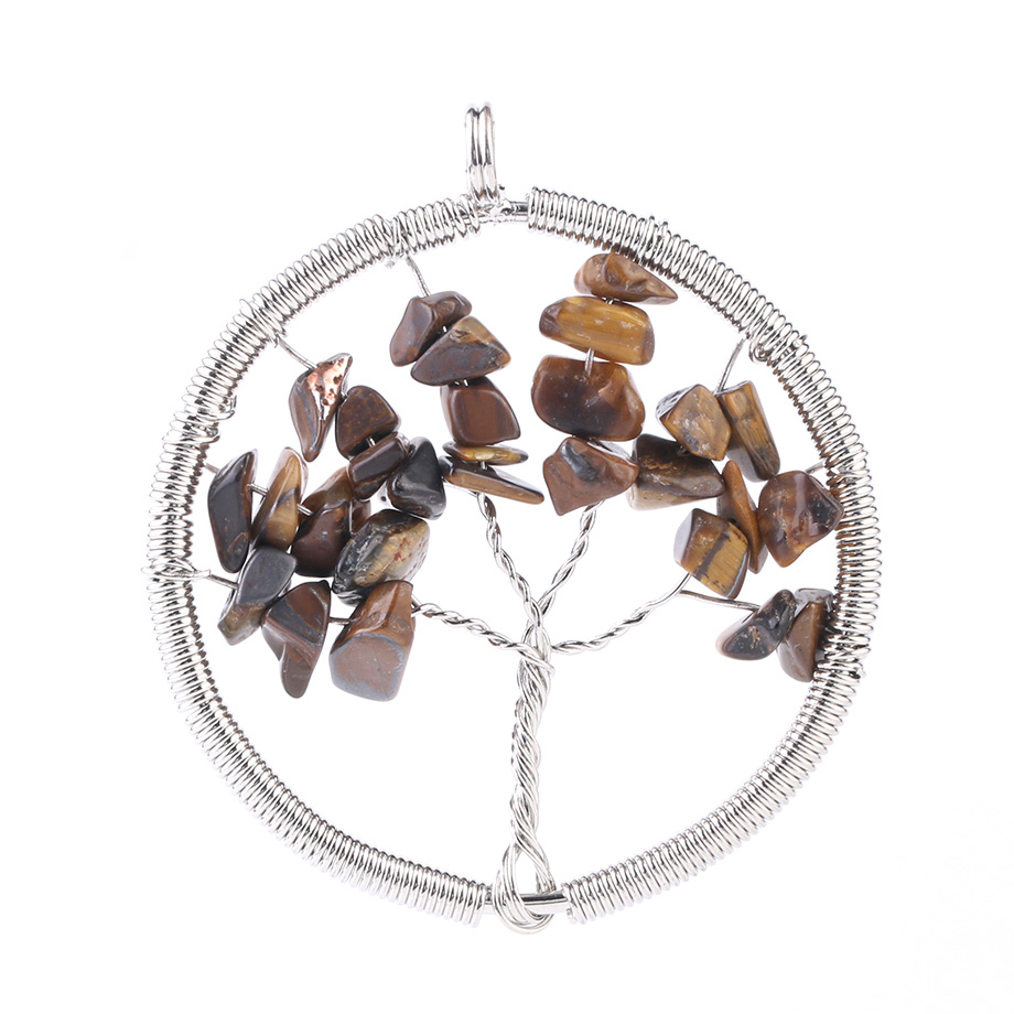 Pendentif Guérison en Oeil de tigre "Courage & Audace" - Arbre de vie