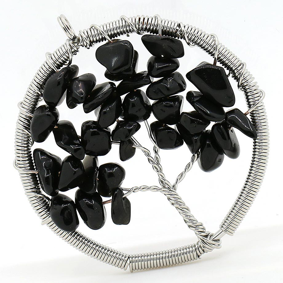 Pendentif Guérison en Obsidienne "Protection & Réconfort" - Arbre de vie