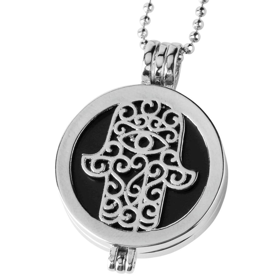 Chaîne et son Pendentif Guérison en Onyx "Stabilité & Maîtrise de soi" - Main de Fatma