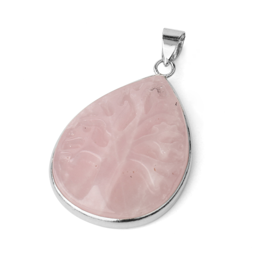 Pendentif en Quartz rose "Amour & Confiance en soi" - Arbre de vie