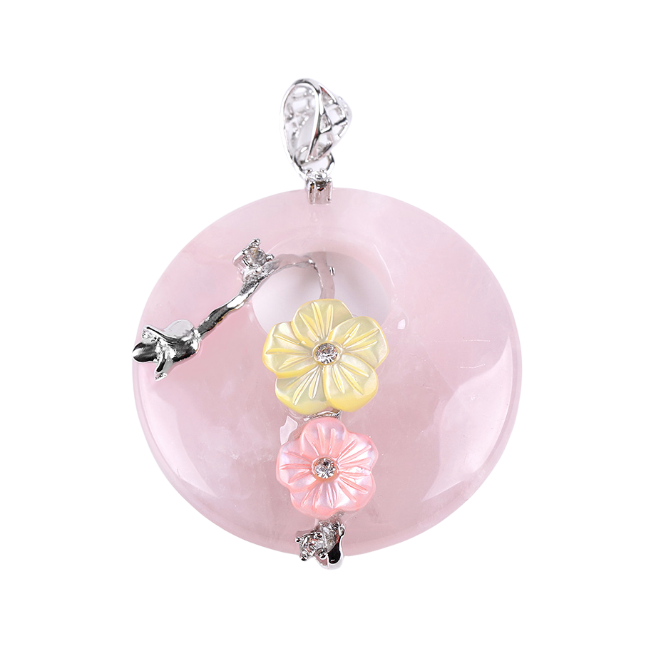 Pendentif en Quartz rose "Amour & Confiance en soi" - Fleur