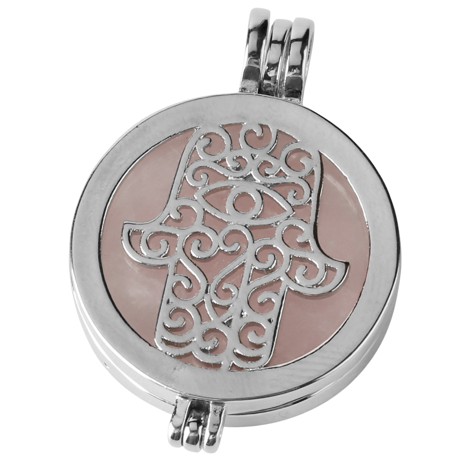 Pendentif Guérison en Quartz rose "Amour & Confiance en soi" - Main de Fatma