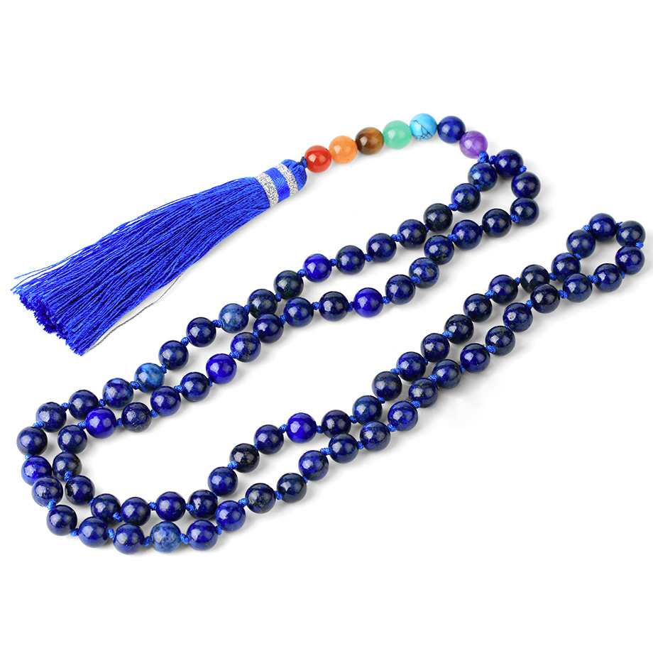 Collier Sept Chakras en Lapis-Lazuli "Santé & Harmonie" - Houppe