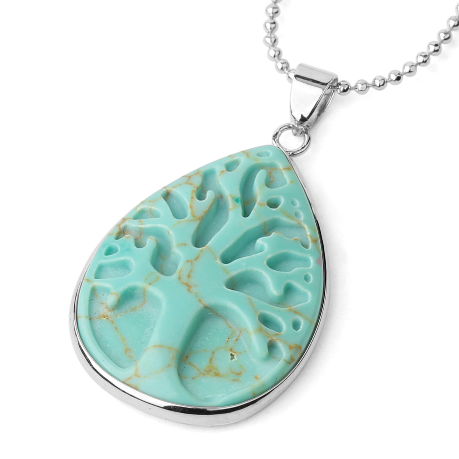 Chaîne et son Pendentif en Turquoise "Stabilité & Empathie" - Arbre de vie