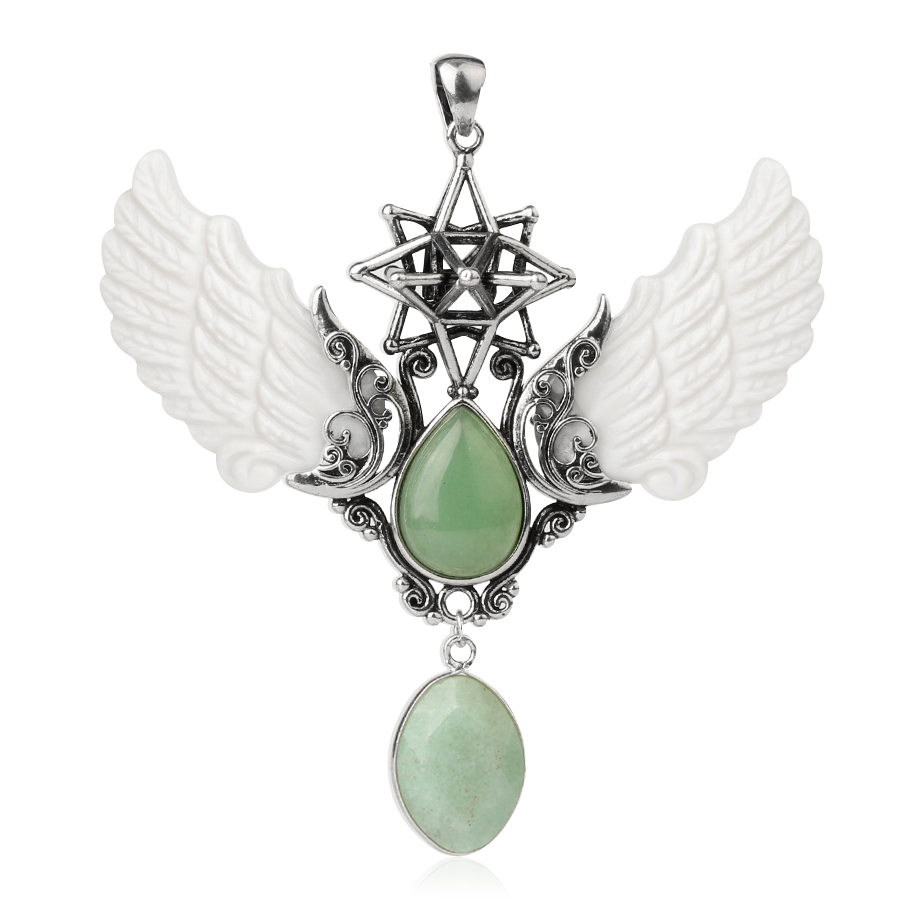 Pendentif en Aventurine verte "Développement & Épanouissement" - Ailes d'Ange