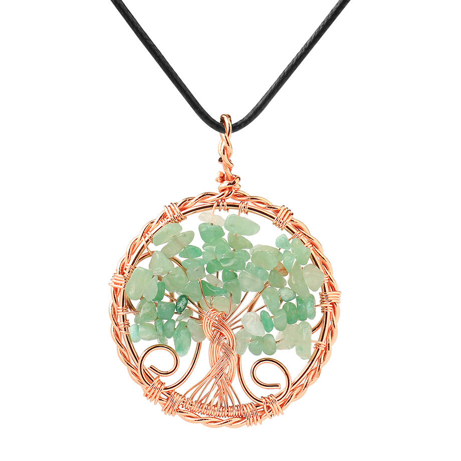 Cordon et son Pendentif Reiki en Aventurine "Chance & Fortune" - Arbre de vie