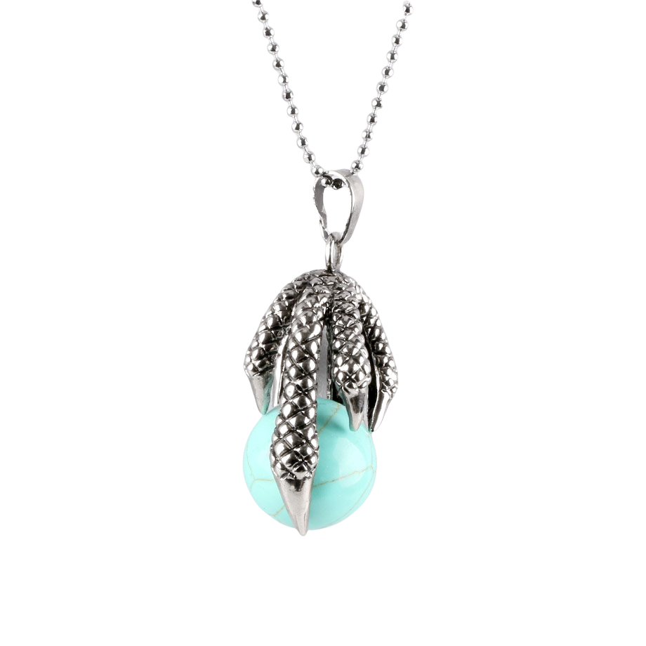 Chaîne et son Pendentif en Turquoise "Stabilité & Empathie" - Griffes de dragon