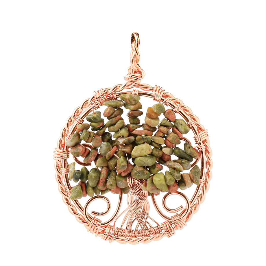 Pendentif Reiki en Unakite "Confiance & Sagesse" - Arbre de vie