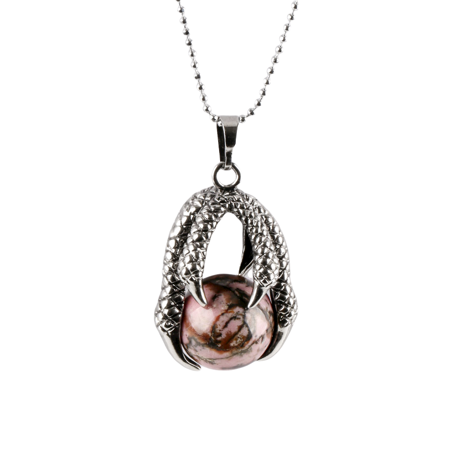 Chaîne et son Pendentif en Rhodonite "Amour & Bienveillance" - Griffes de dragon