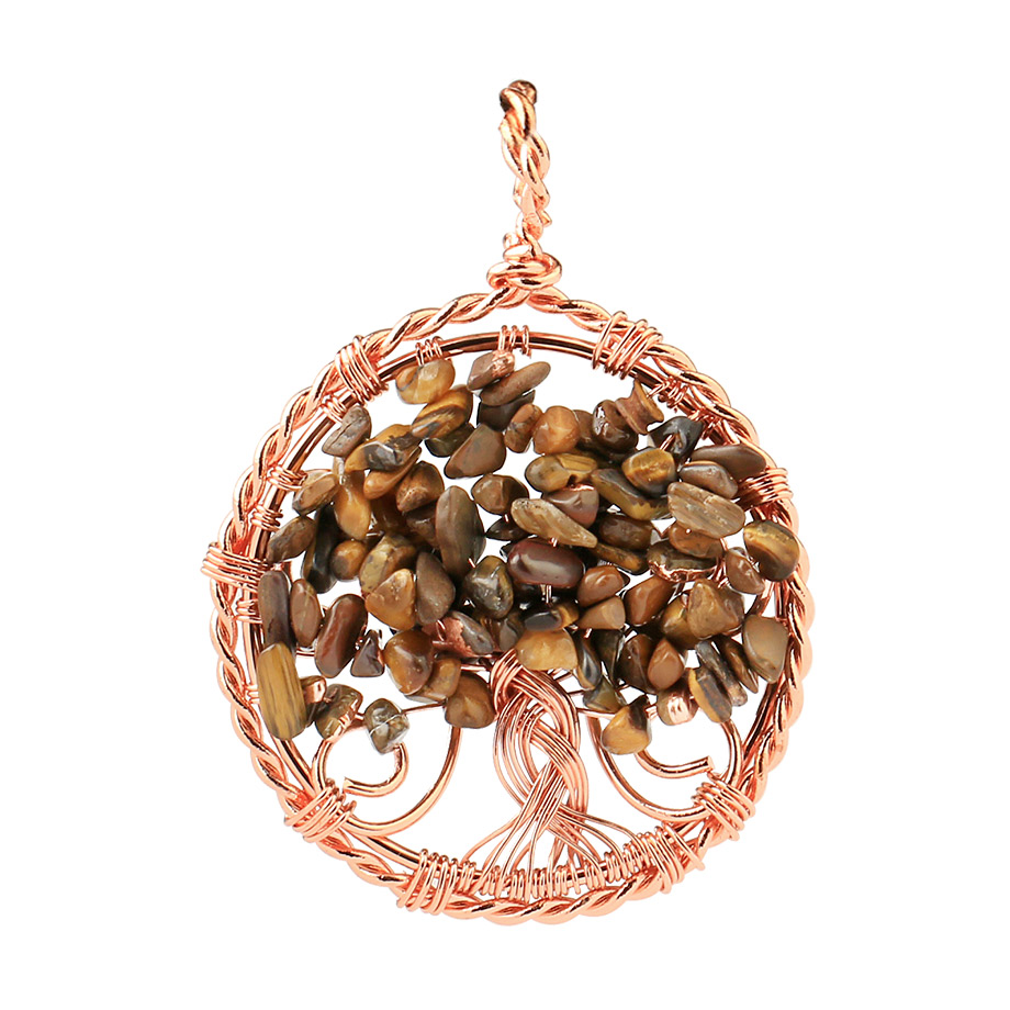 Pendentif Reiki en Oeil de tigre "Courage & Audace" - Arbre de vie