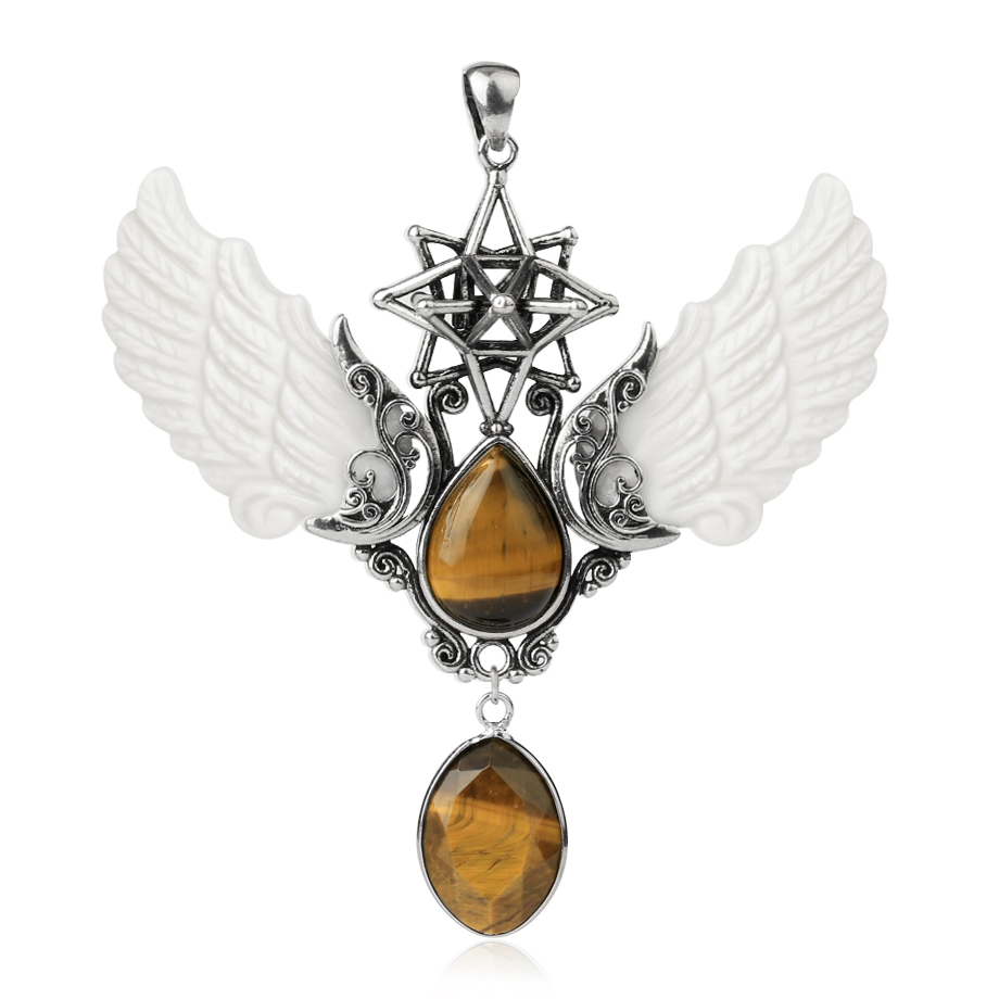 Pendentif en Oeil de tigre "Courage & Audace" - Ailes d'Ange