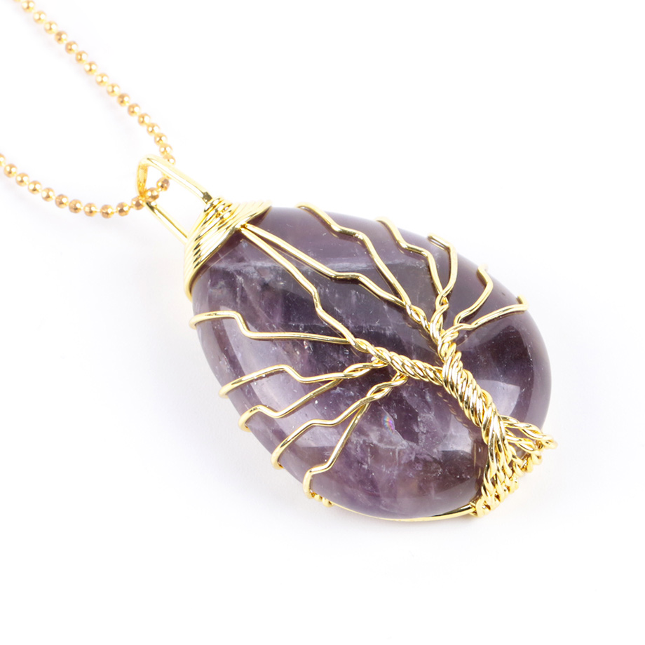 Chaîne et son Pendentif Reiki en Améthyste "Force & Sagesse" - Arbre de vie