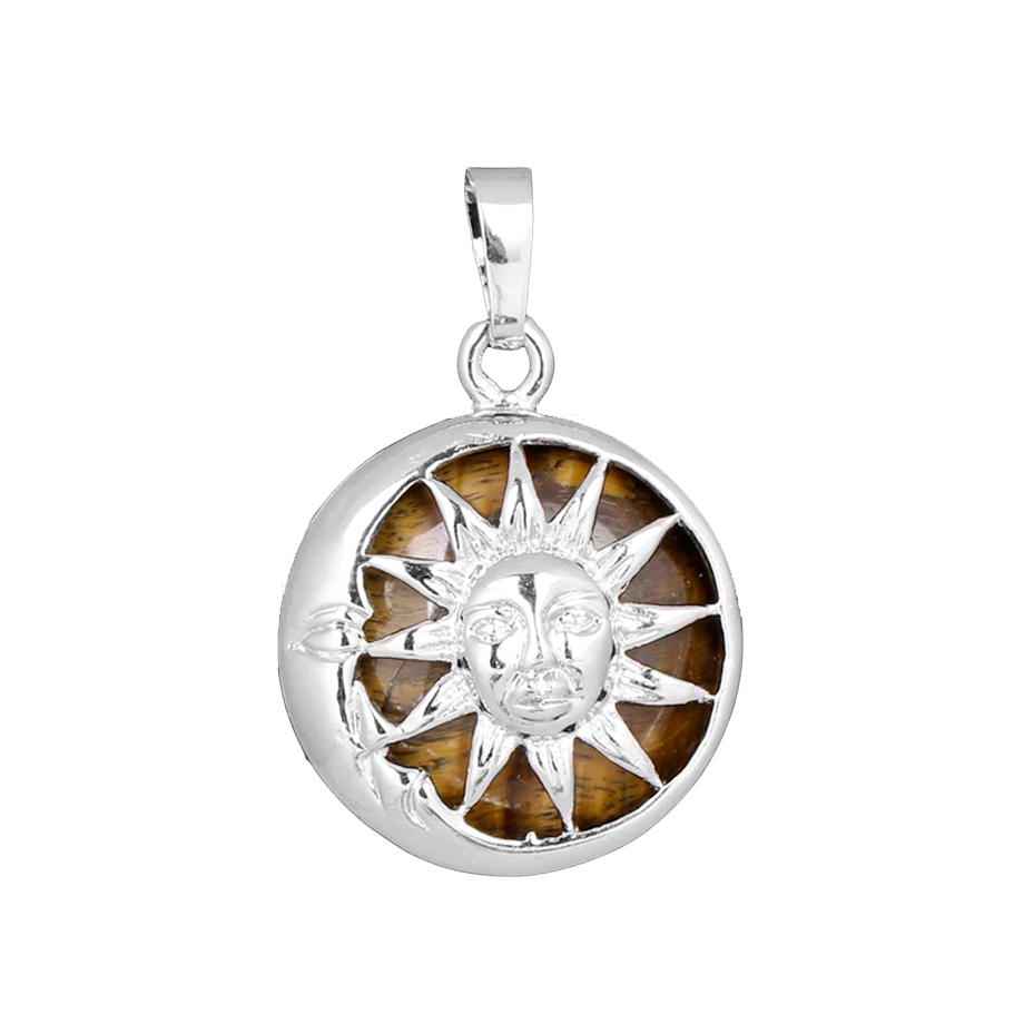 Pendentif en Oeil de tigre "Courage & Audace" - Soleil & Lune