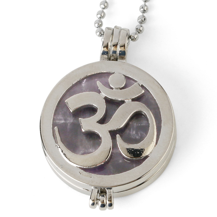 Chaîne et son Pendentif Yoga en Améthyste "Force & Sagesse" - Om