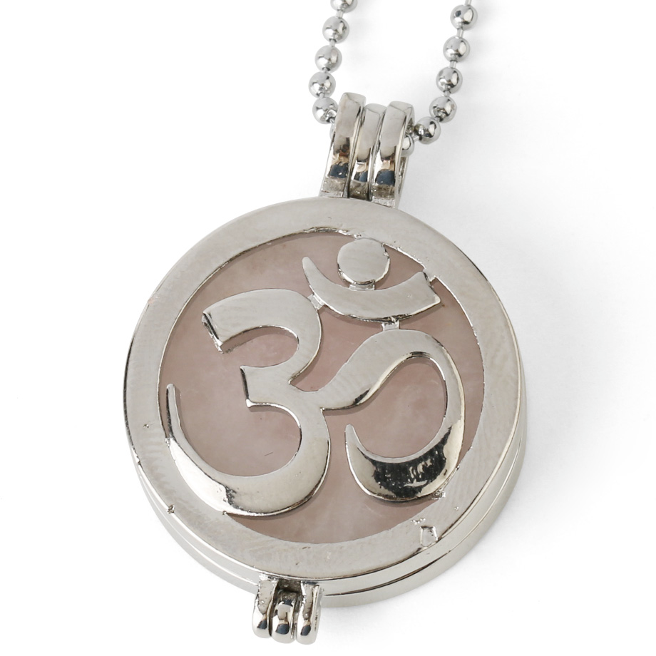 Chaîne et son Pendentif Reiki en Quartz rose "Amour & Confiance en soi" - Om