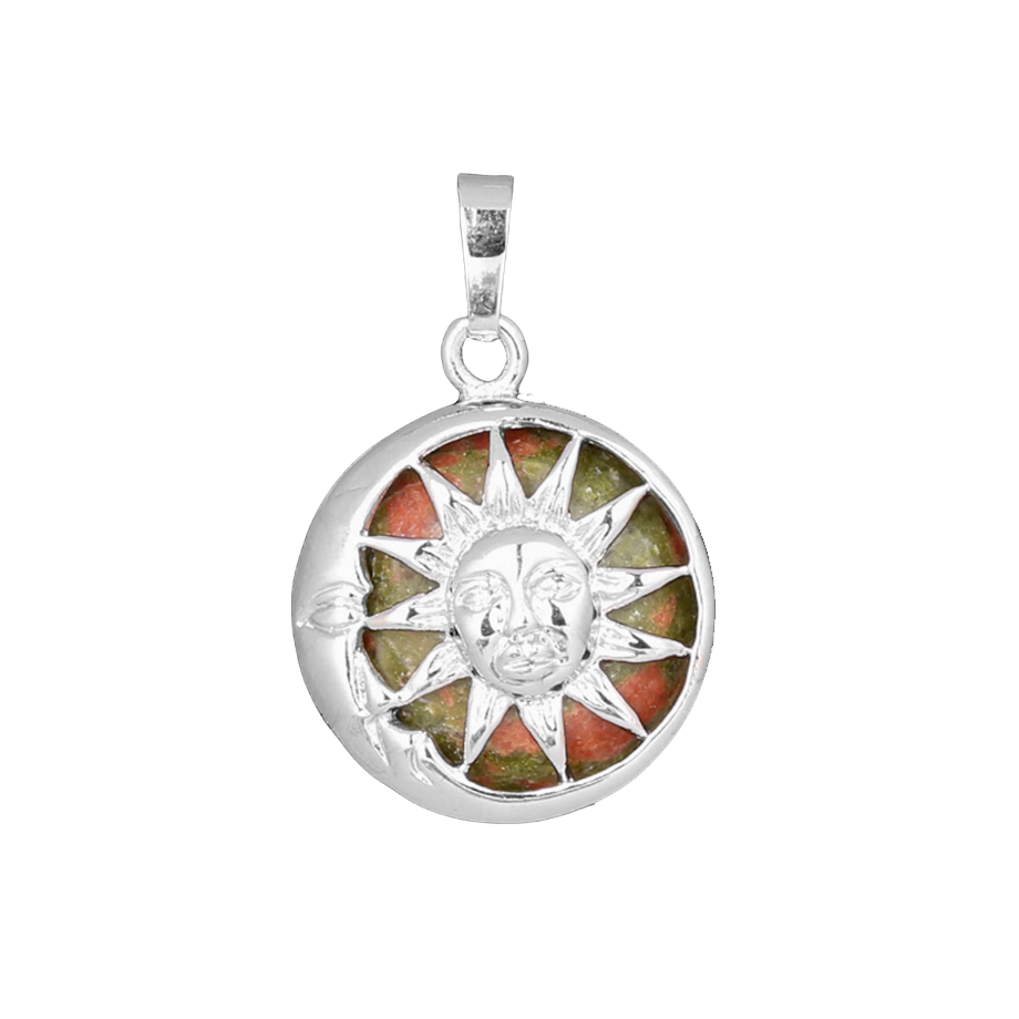 Pendentif en Unakite "Confiance & Sagesse" - Soleil & Lune