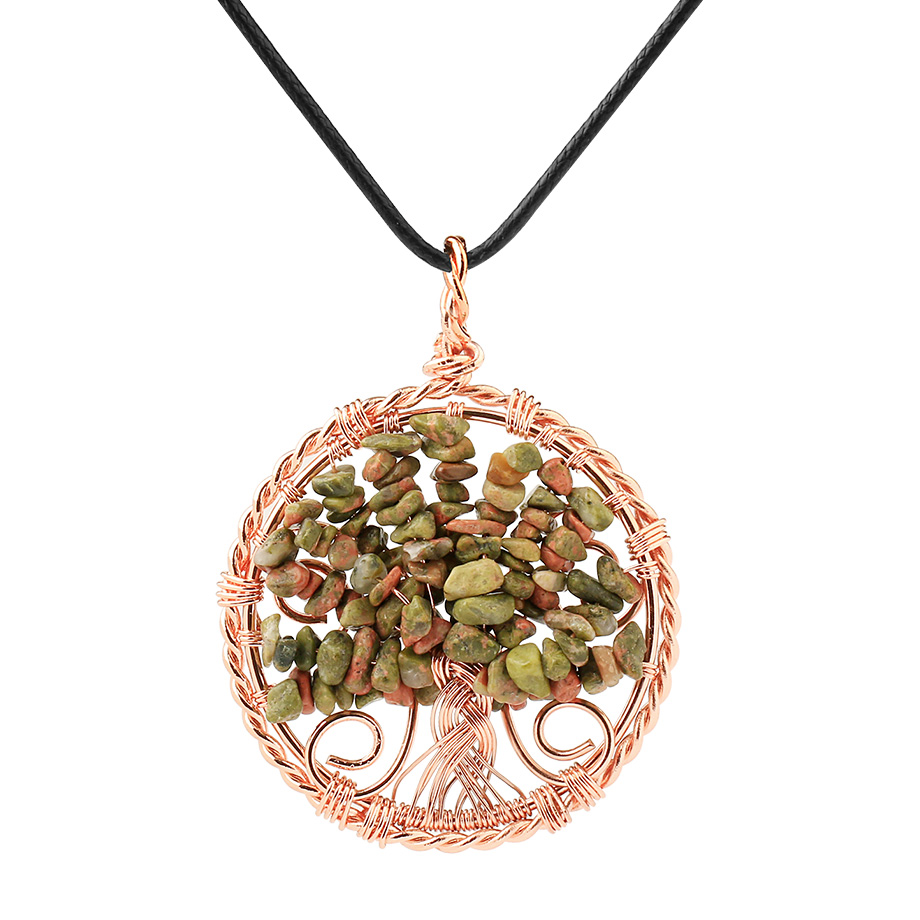 Cordon et son Pendentif Reiki en Unakite "Confiance & Sagesse" - Arbre de vie