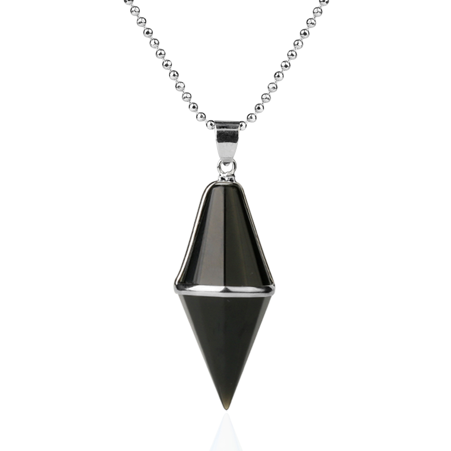 Chaîne et son Pendentif Reiki en Onyx "Stabilité & Maîtrise de soi"