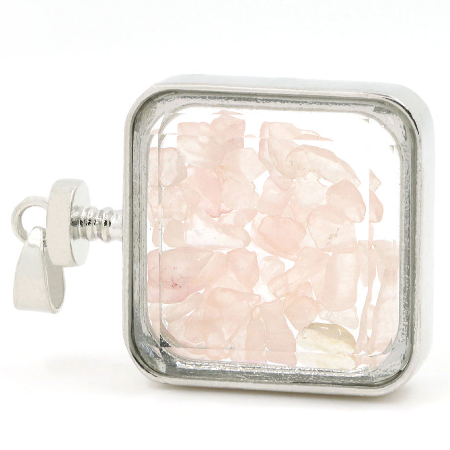 Pendentif Reiki en Quartz rose "Amour & Confiance en soi" - Flacon