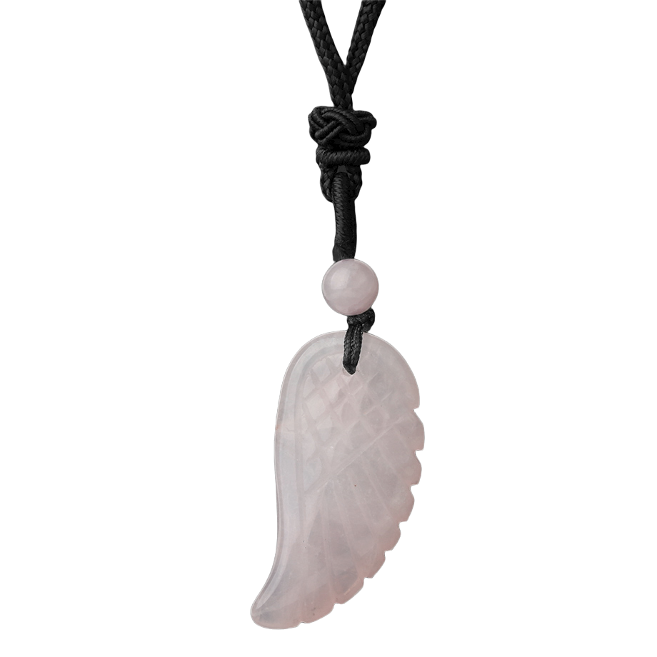 Cordon et son Pendentif en Quartz rose "Amour & Confiance en soi" - Aile