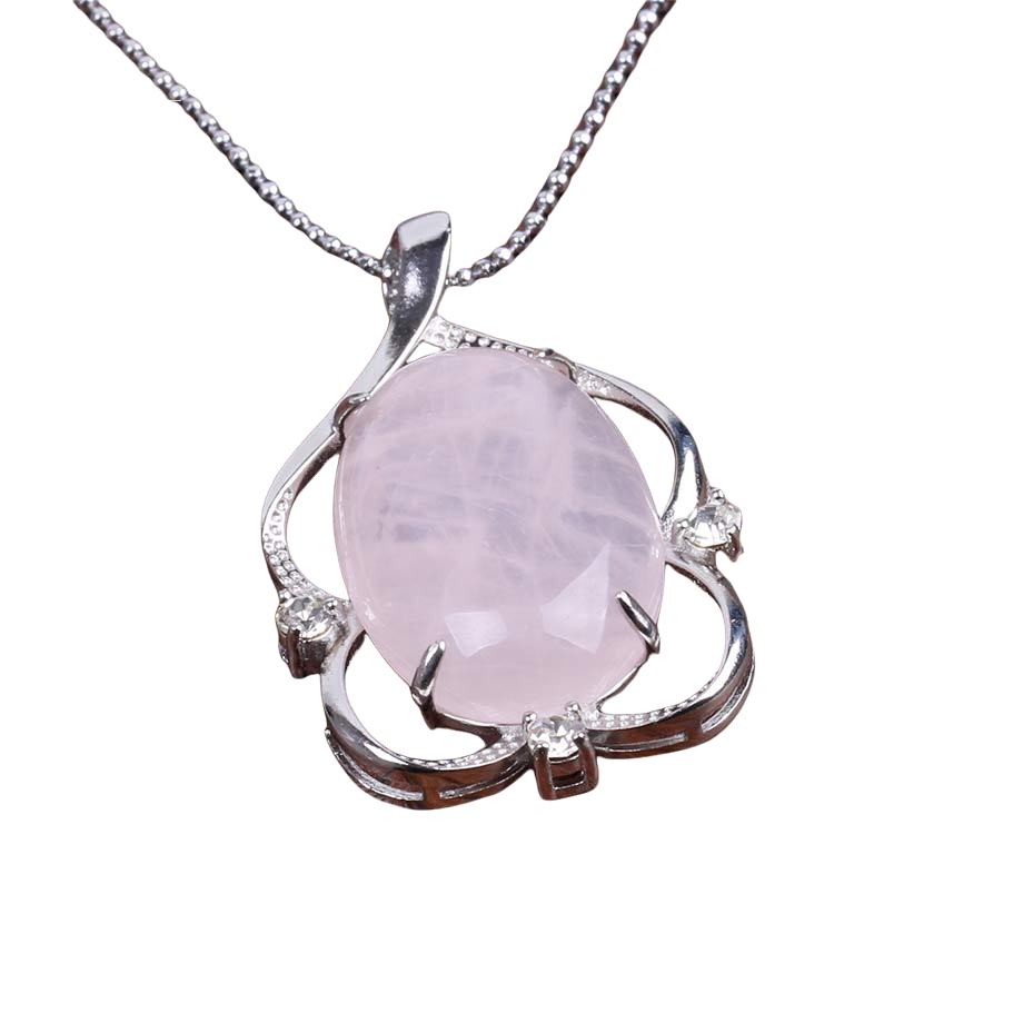 Chaîne et son Pendentif Guérison en Quartz rose "Amour & Confiance en soi"