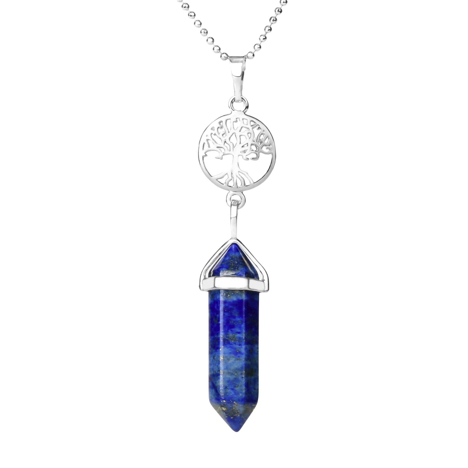 Chaîne et son Pendentif Guérison en Lapis-Lazuli "Santé & Harmonie" - Prisme & Arbre de vie