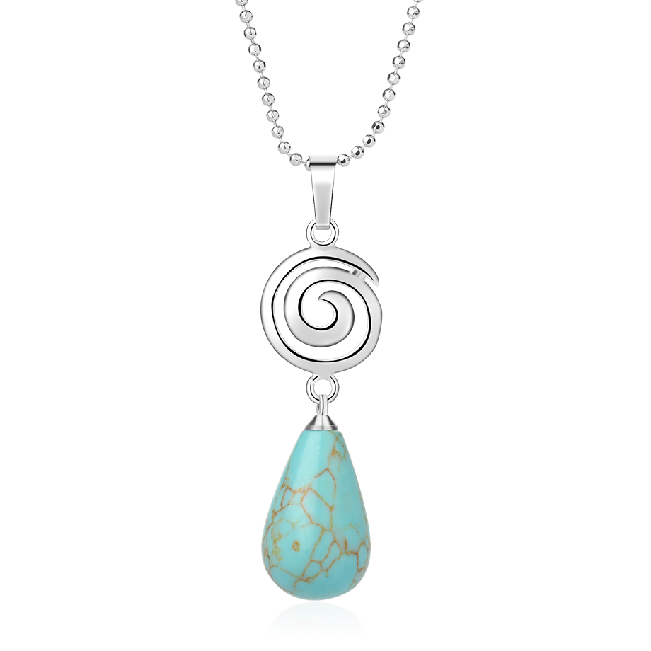 Chaîne et son Pendentif en Turquoise "Stabilité & Empathie" - Goutte