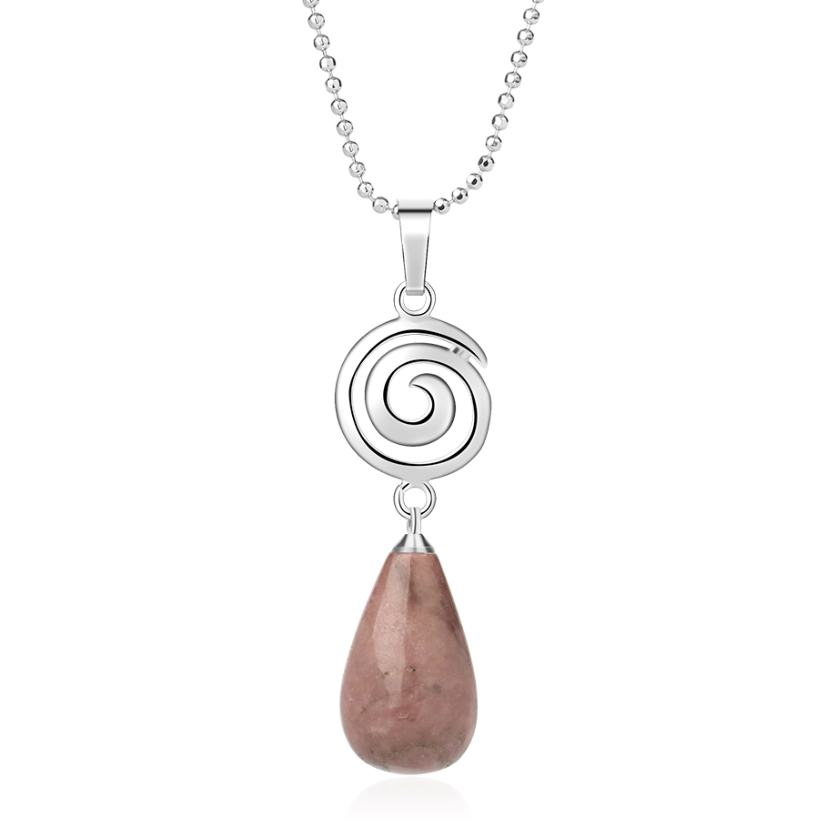 Chaîne et son Pendentif en Rhodonite "Amour & Bienveillance" - Goutte