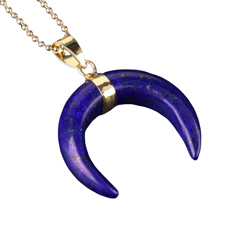 Chaîne et son Pendentif Reiki en Lapis-Lazuli "Santé & Harmonie" - Croissant de lune