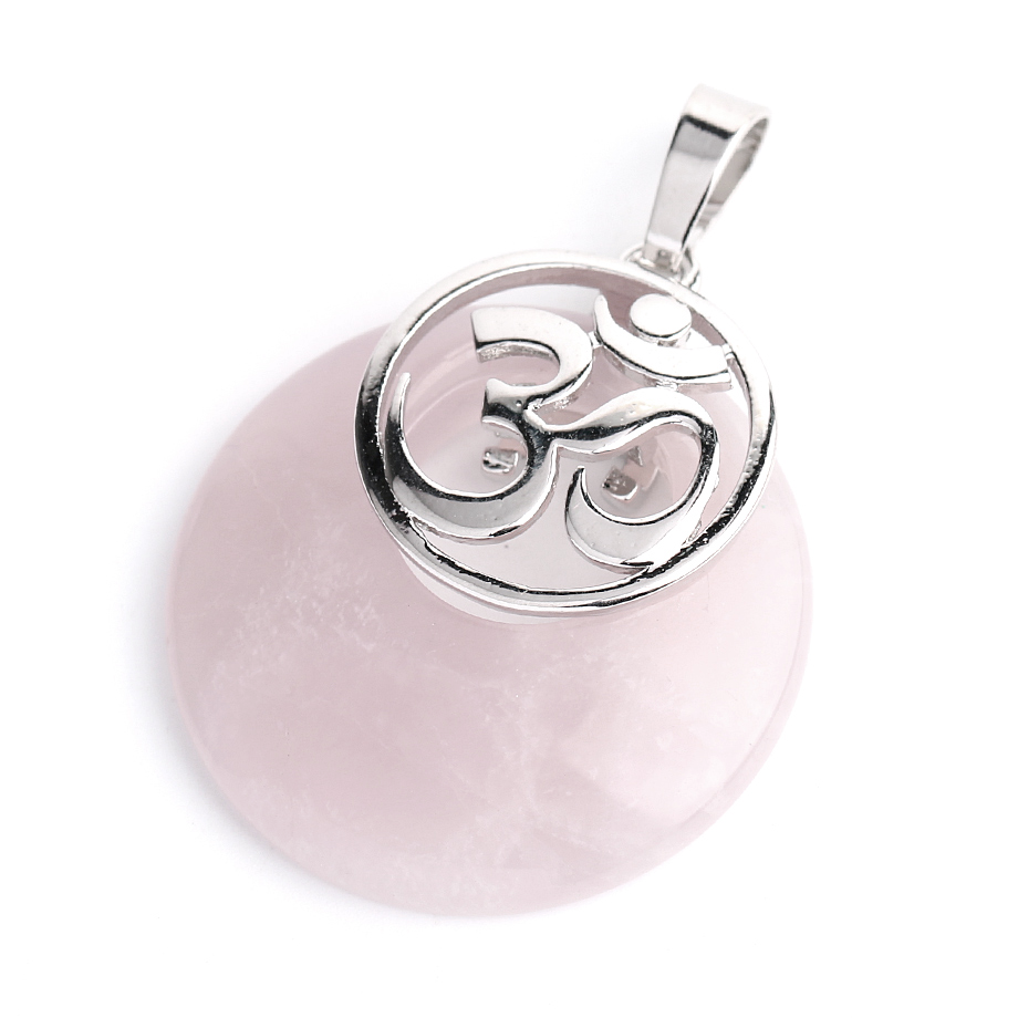 Pendentif Yoga en Quartz rose "Amour & Confiance en soi" - Om