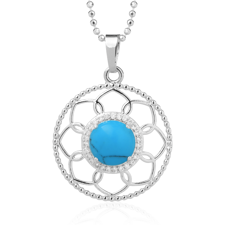 Chaîne et son Pendentif Reiki en Turquoise "Stabilité & Empathie"